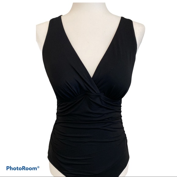 NEW JANTZEN Black One Piece Swimsuit Size 10 - Picture 3 of 5